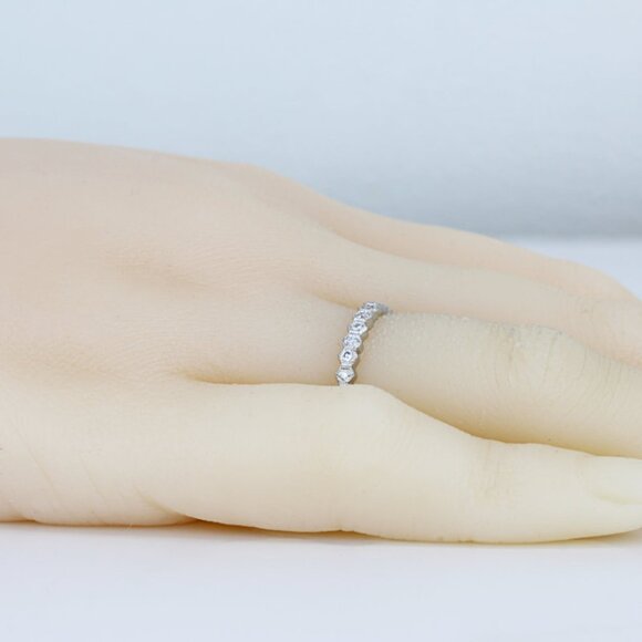 New Jolie Designs Platinum Diamond Stackable Eternity Band/Wedding Ring - Picture 2 of 3